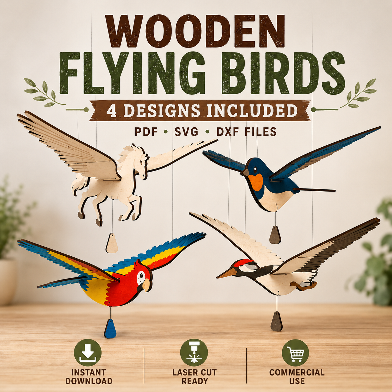 WOODEN FLYING BIRDS COLLECTION 🕊️