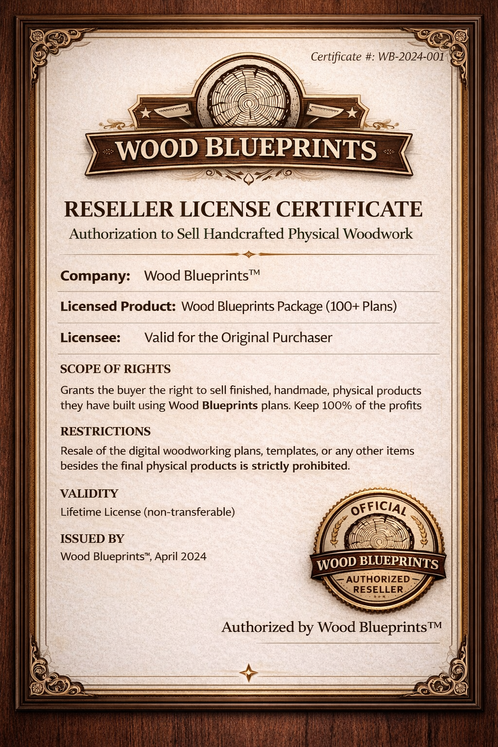 Commercial Builder License – Wood Blueprints